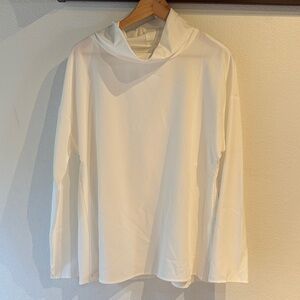 SHEIN Long Sleeve 100% Polyester Loose Turtleneck, White, Size M